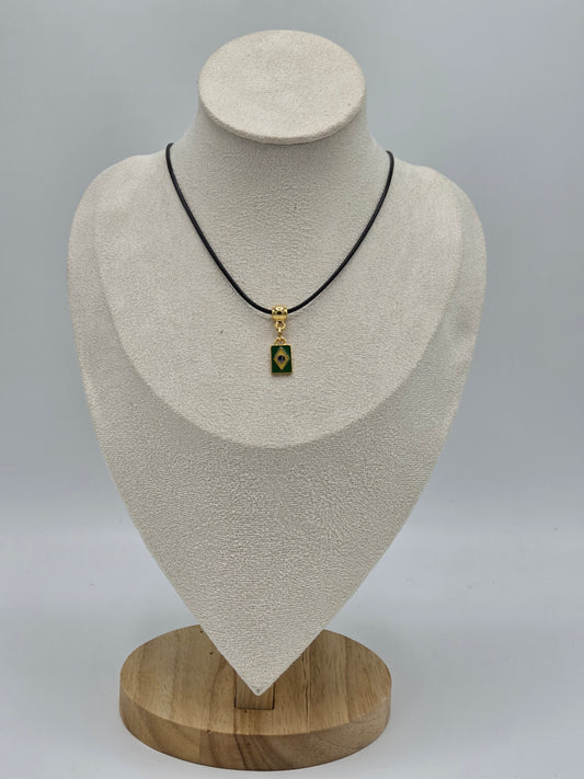 Brazilian Flag Gold Necklace
