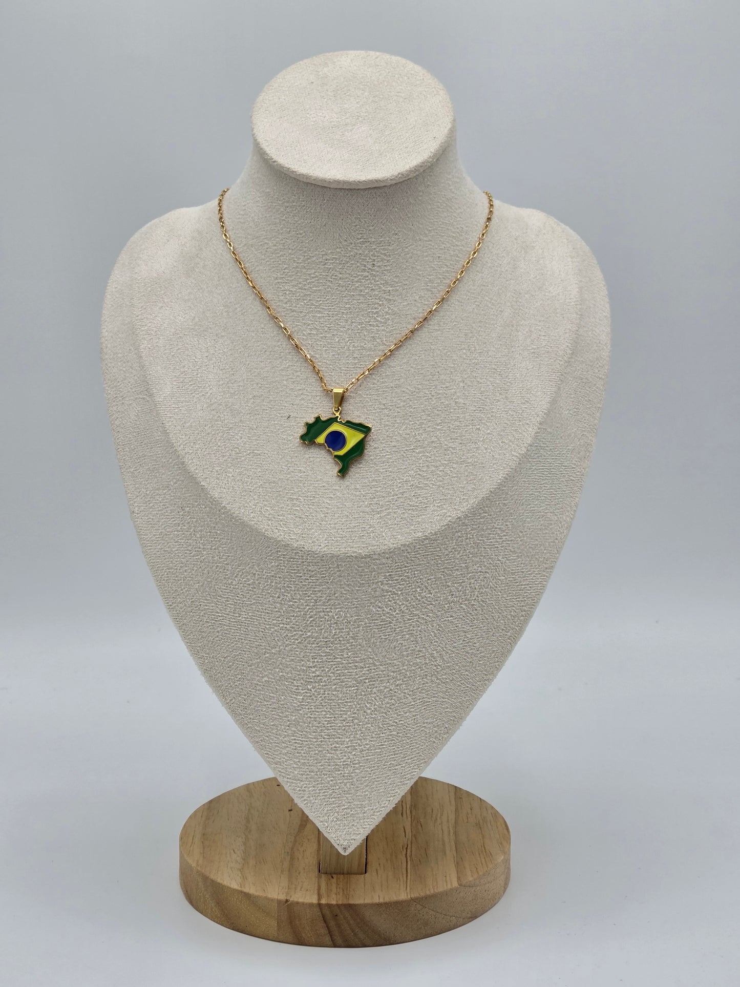 Brazilian Flag Gold Necklace