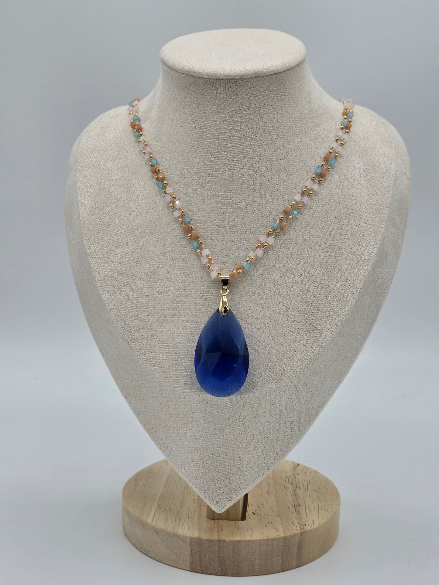 Blue crystal Tearsdrop necklace