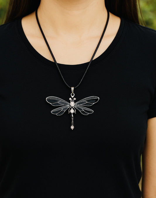 Black Dragonfly Necklace - Elegant Nature - Inspired Pendant